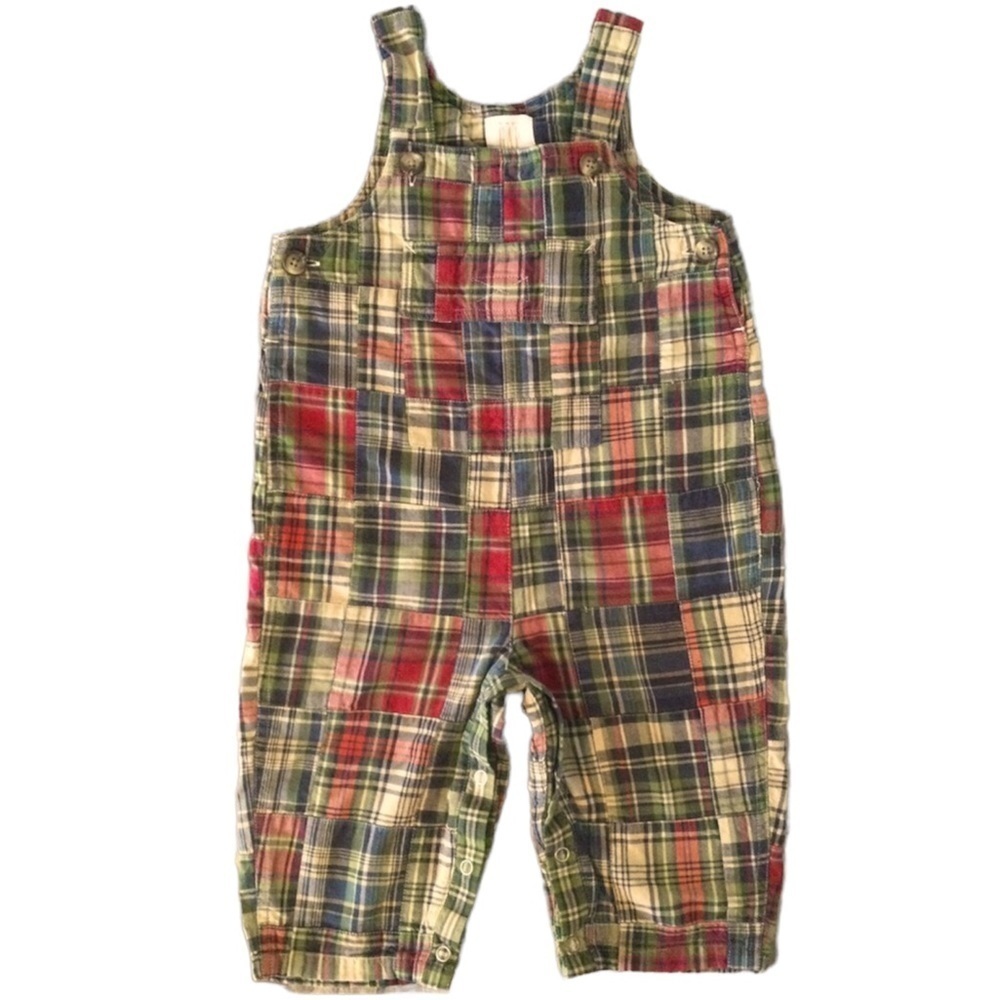 Vintage Baby GAP Plaid Overalls xl 18-24m 100% Cotton